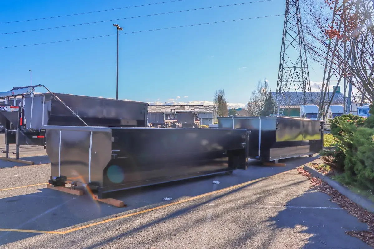 Roll-off dumpster ready for waste disposal at job site for 4 Yard Dumpster Rental in Silver Lakes